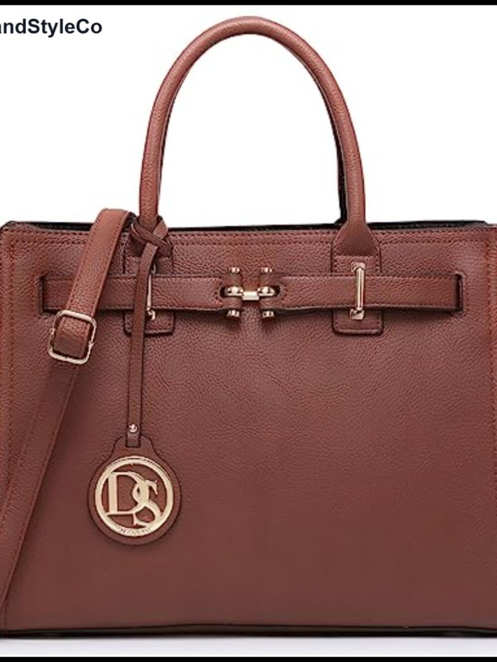Faux Leather Satchel Purse with Faux Leather Shoulder Strap